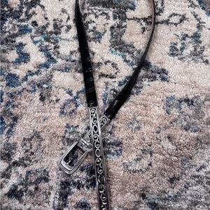 Brighton 87703 Black Croc-Embossed Belt with Decorative Silver Buckle